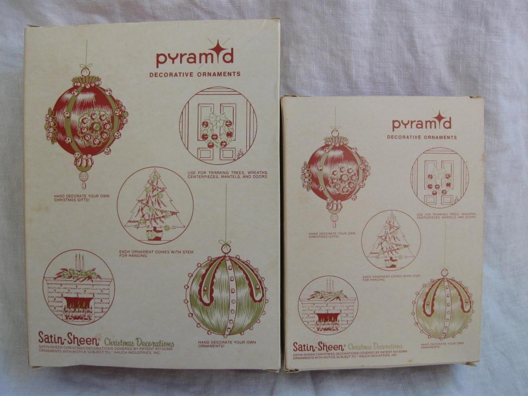 24 Vintage Pyramid Pink Satin Sheen Christmas Ornaments In Original Boxes 2 Sizes