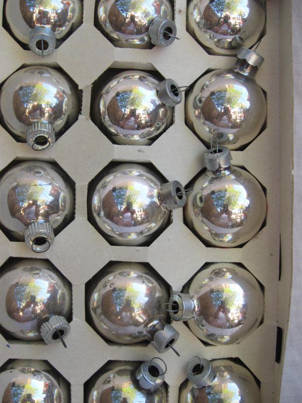 33 Vintage Silver Glass Shiny Brite Noelle USA Ornaments