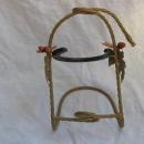 Fancy Metal Horseshoe Wine or Bottle Holder Rack Western Acorns Oak Leaves Rope