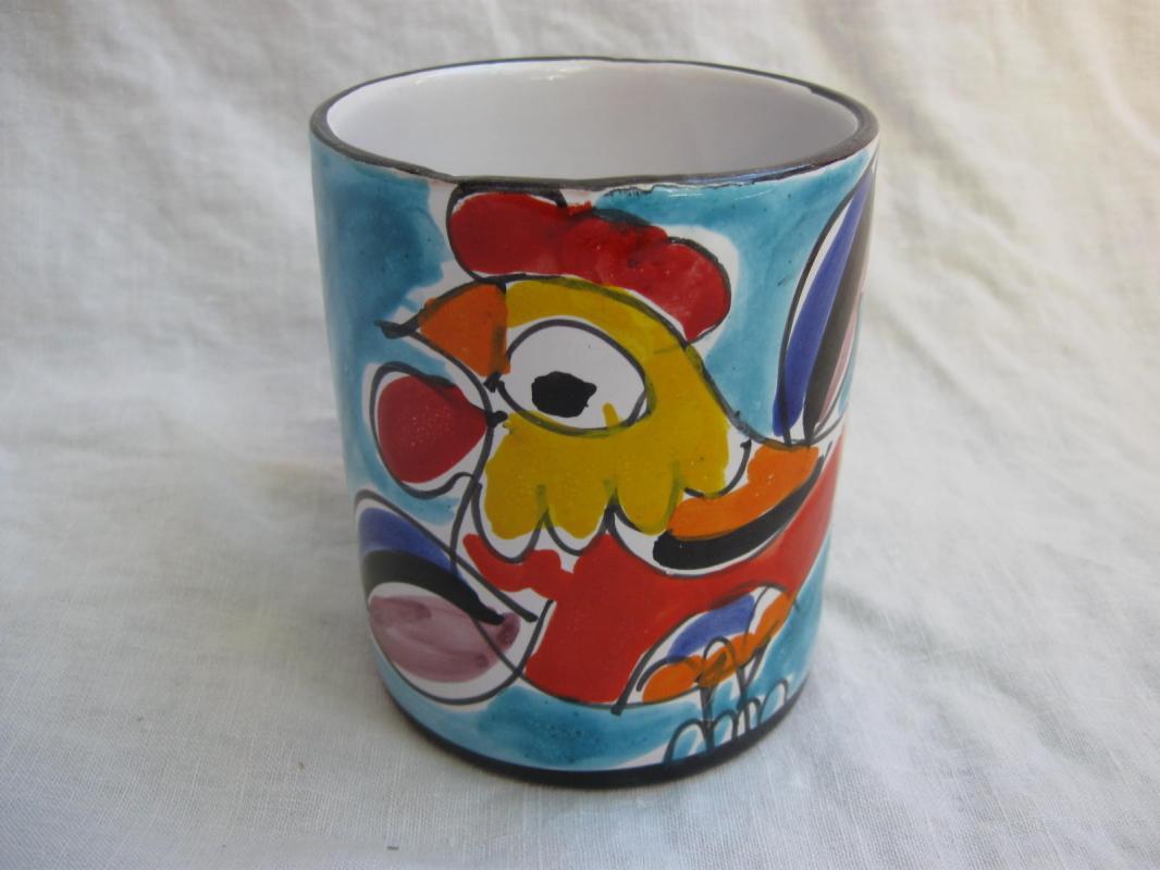 Colorful Abstract Rooster Coffee Mug Large Impressionist Art Rooster
