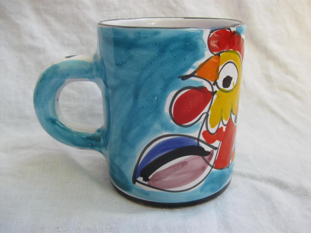 Colorful Abstract Rooster Coffee Mug Large Impressionist Art Rooster