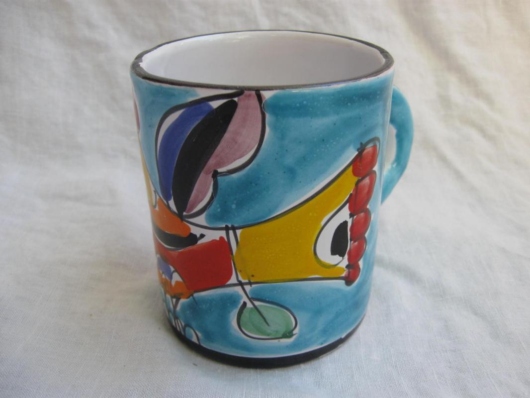 Colorful Abstract Rooster Coffee Mug Large Impressionist Art Rooster