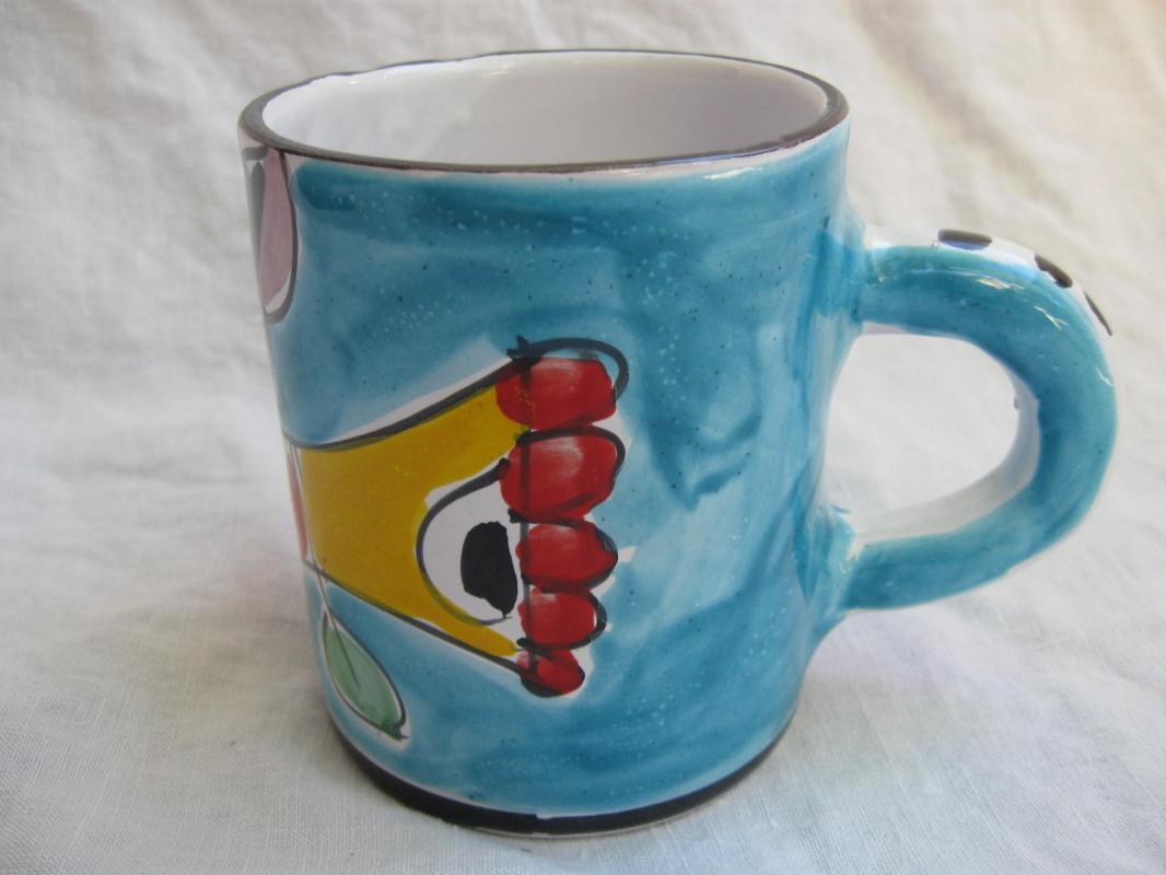Colorful Abstract Rooster Coffee Mug Large Impressionist Art Rooster