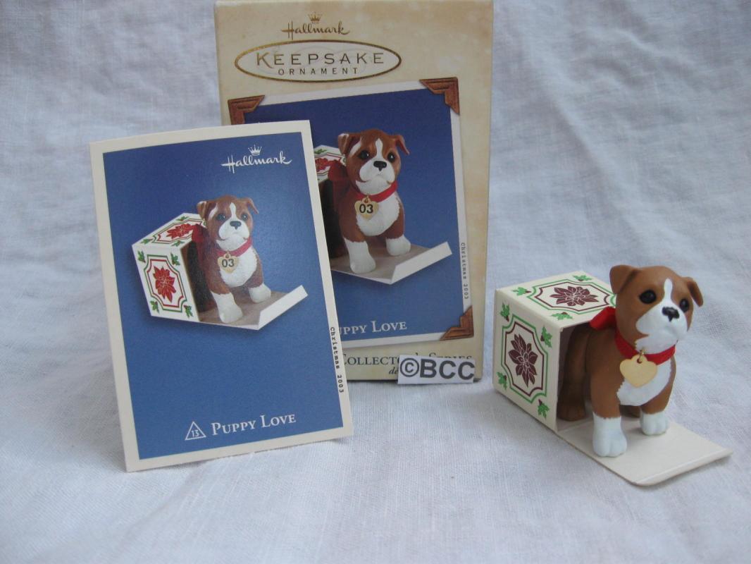 Hallmark 2003 Puppy Love #13 In Series Boxer Dog Christmas Tree Ornament