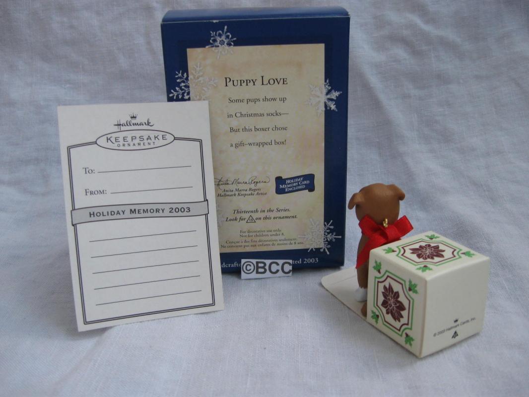 Hallmark 2003 Puppy Love #13 In Series Boxer Dog Christmas Tree Ornament