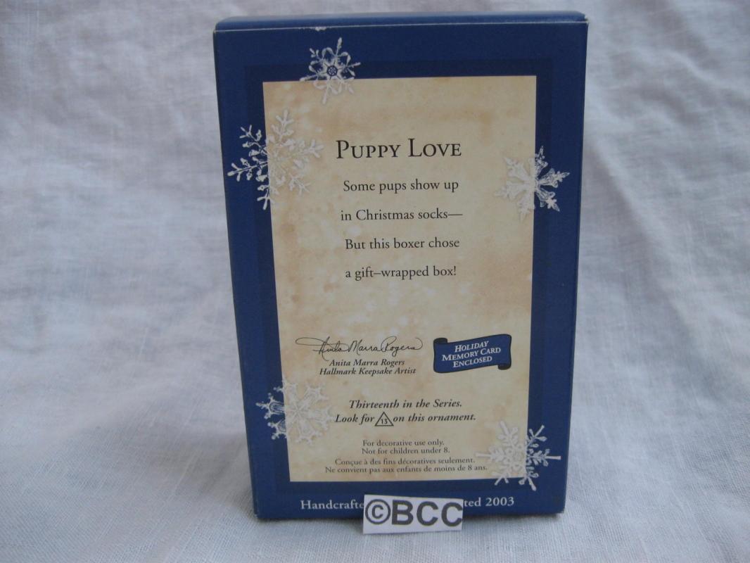 Hallmark 2003 Puppy Love #13 In Series Boxer Dog Christmas Tree Ornament