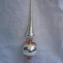 Vintage Mid Century Double Indent Glass Christmas Tree Topper Silver Pink & Blue