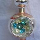 Vintage Mid Century Double Indent Glass Christmas Tree Topper Silver Pink & Blue