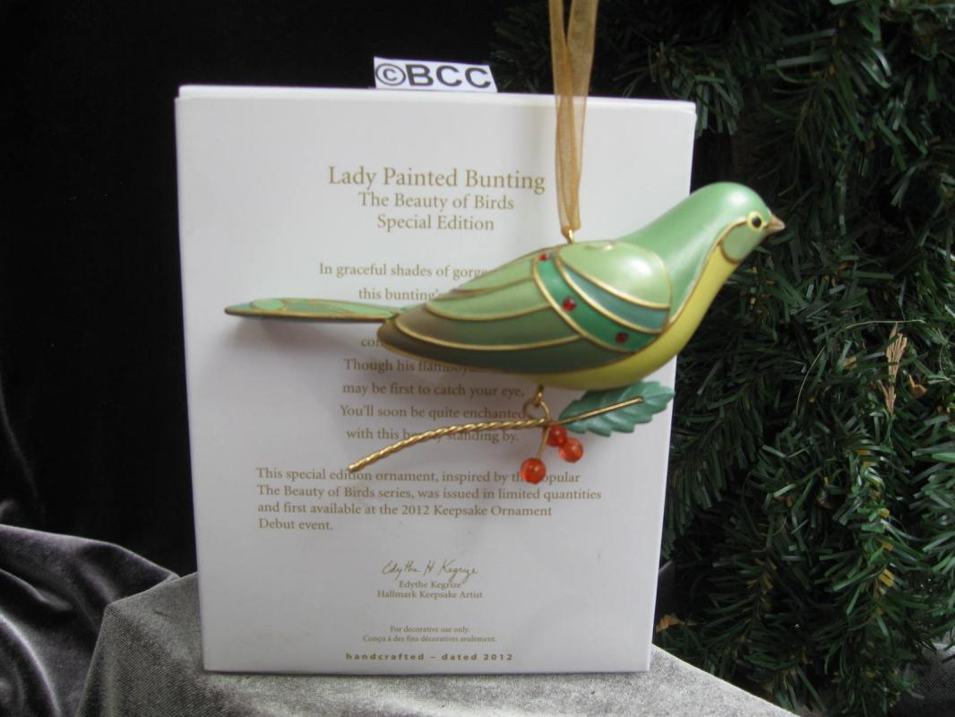 Hallmark 2012 LADY PAINTED BUNTING Beauty of Birds Series Limited Edition Christmas Tree Ornament