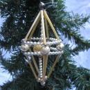 3D Atomic Mercury Glass Beaded Wire Silver Gold Christmas Ornament Figural Kite