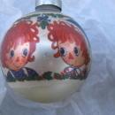 Four Vintage Raggedy Ann & Andy Glass Christmas Tree Ornaments 1970's
