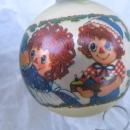Four Vintage Raggedy Ann & Andy Glass Christmas Tree Ornaments 1970's