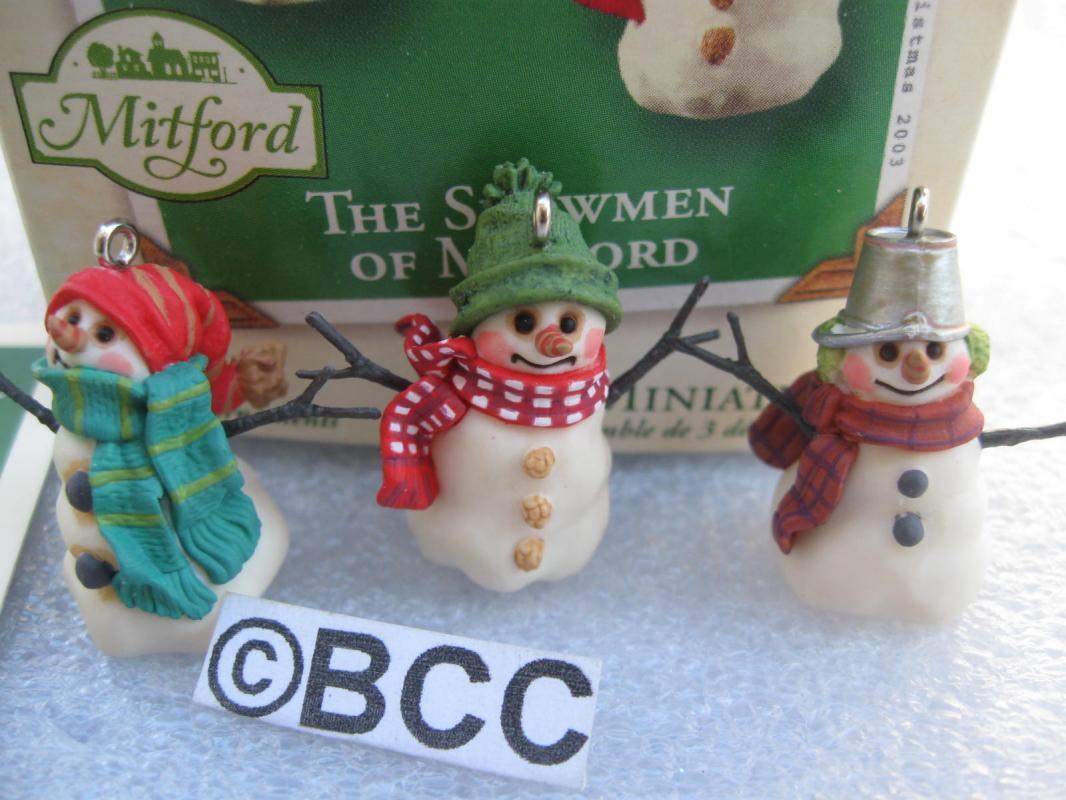 Hallmark 2003 The Snowmen Of Mitford Set of 3 Miniature Ornaments