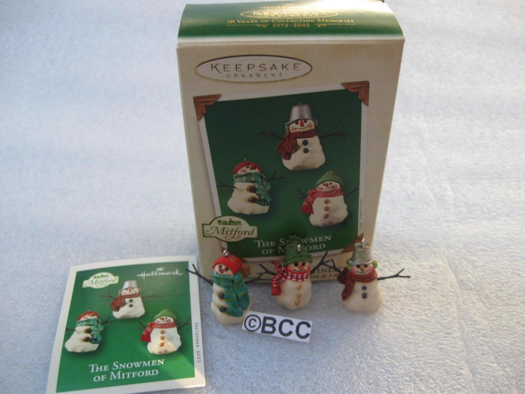 Hallmark 2003 The Snowmen Of Mitford Set of 3 Miniature Ornaments
