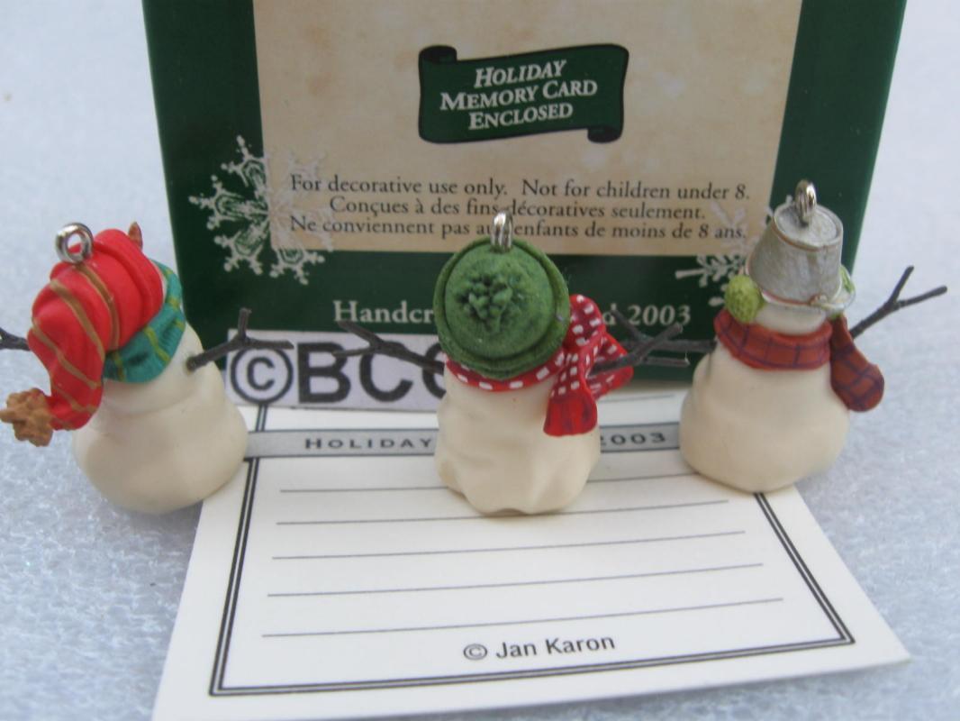 Hallmark 2003 The Snowmen Of Mitford Set of 3 Miniature Ornaments