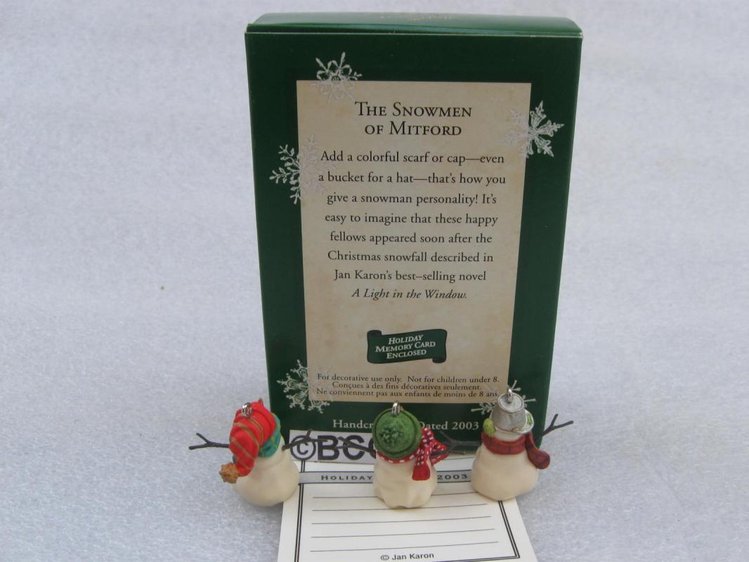 Hallmark 2003 The Snowmen Of Mitford Set of 3 Miniature Ornaments