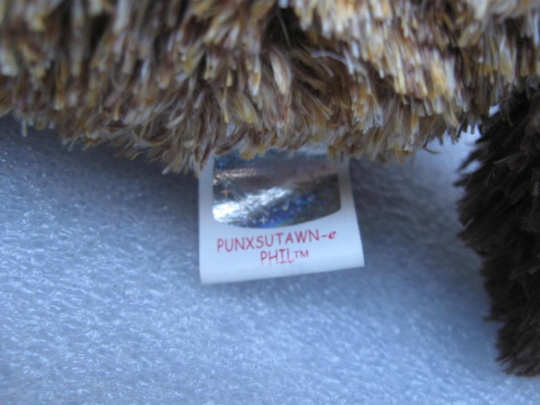 Ty Punxsutawn-e Punxsutawney Phil Groundhog 1st Beanie Baby 2002 2003 New