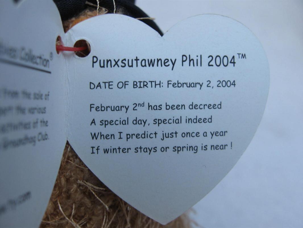 Ty Punxsutawney Phil Groundhog Day Beanie Baby 2004