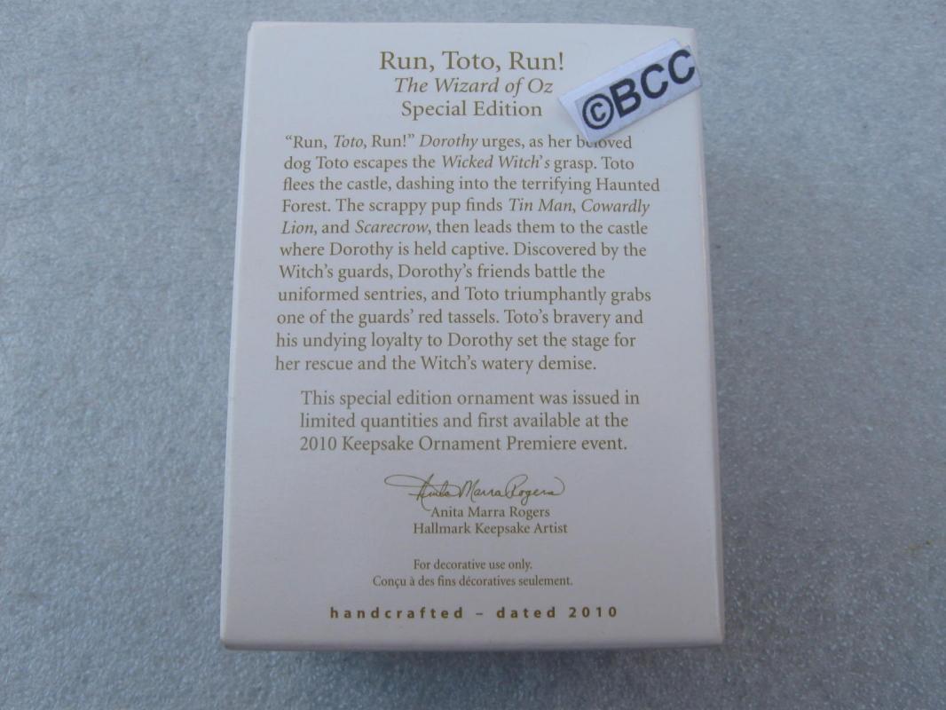 Hallmark 2010 Run Toto Run! Limited Quantity Wizard Of Oz Christmas Tree Ornament