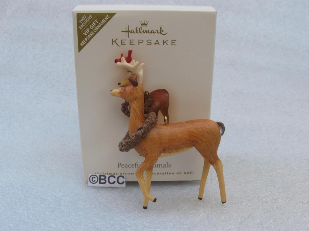 Hallmark 2007 Peaceful Animals Deer With Northern Cardinal Ornament