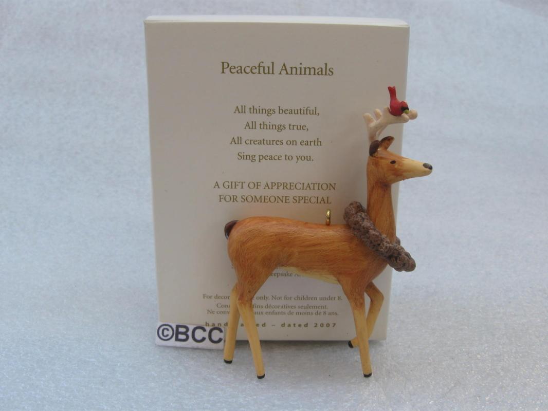 Hallmark 2007 Peaceful Animals Deer With Northern Cardinal Ornament