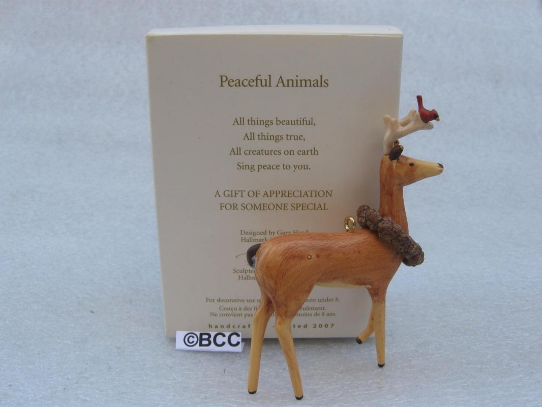Hallmark 2007 Peaceful Animals Deer With Northern Cardinal Ornament