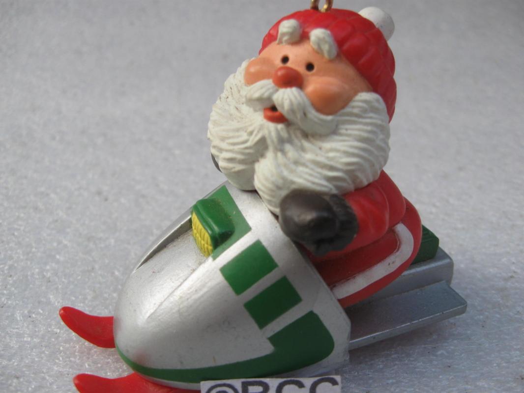 Hallmark 1984 Snowmobile Santa Christmas Tree Ornament