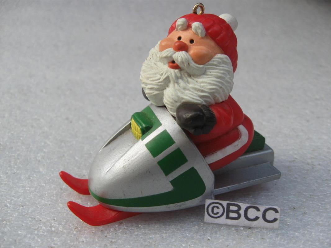 Hallmark 1984 Snowmobile Santa Christmas Tree Ornament