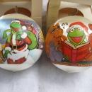 Hallmark 1980 & 1981 Miss Piggy & Kermit Christmas Tree Satin Ornaments