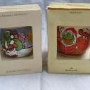 Hallmark 1980 & 1981 Miss Piggy & Kermit Christmas Tree Satin Ornaments