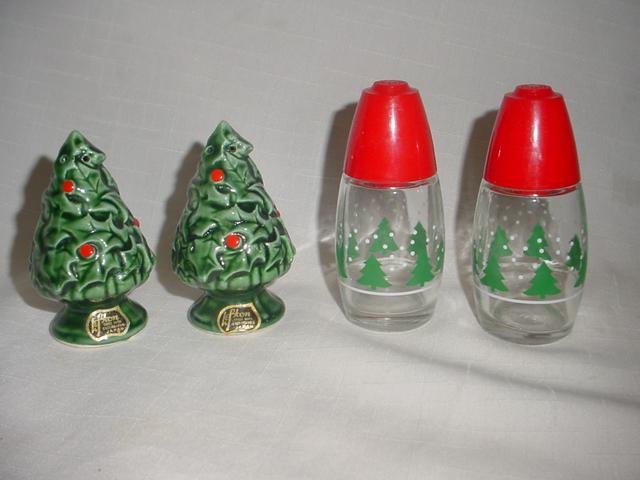 2 Sets of Christmas Tree Salt & Pepper Shakers Lefton & Gemco