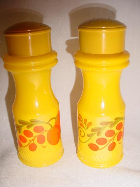 Avon Salt and Pepper Shakers Yellow with Cherries
