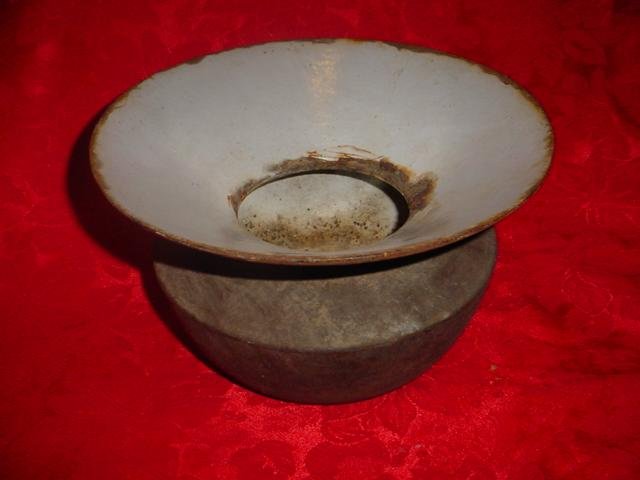 Cast Iron & White Enamelware Spittoon Spitoon