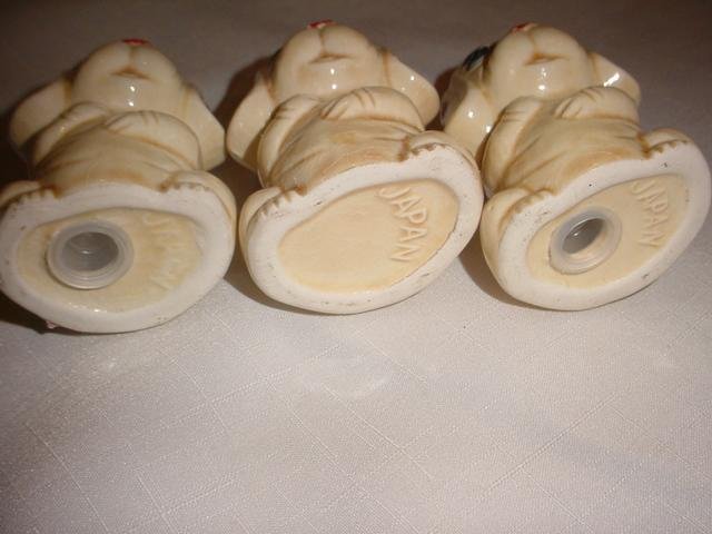 Vintage Anthropomorphic Sad Dog or Puppy Salt & Pepper Shakers + Toothpick Holder 3 Piece Set