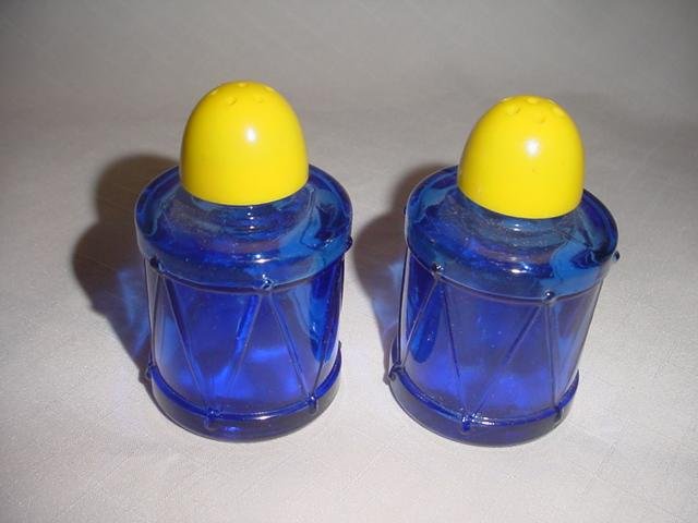 Vintage Cobalt Blue Drum Salt & Pepper Shakers