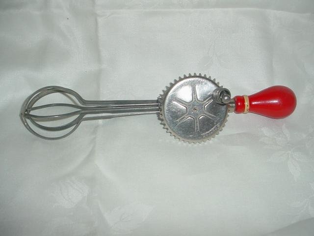 Vintage Androck Egg Beater Red Wood Handle