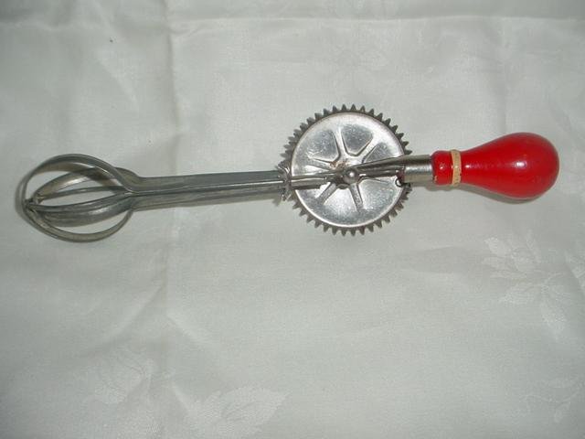 Vintage Androck Egg Beater Red Wood Handle