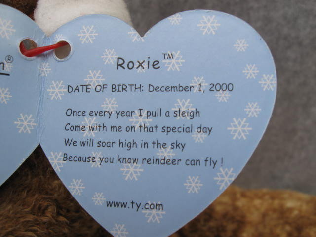 Ty Roxie The Red Nosed Christmas Reindeer Beanie Baby