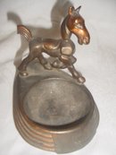Vintage Art Deco Copper Color Patina. Pony Metal Cast Ashtray
