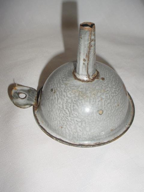 Vintage Molten Gray Enamelware Funnel Enamel Ware