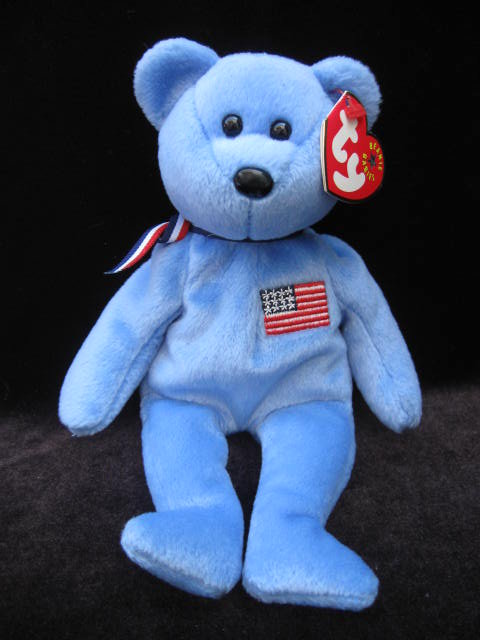 Ty Blue America Bear Patriotic Beanie Baby