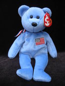 Ty Blue America Bear Patriotic Beanie Baby