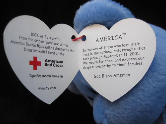 Ty Blue America Bear Patriotic Beanie Baby