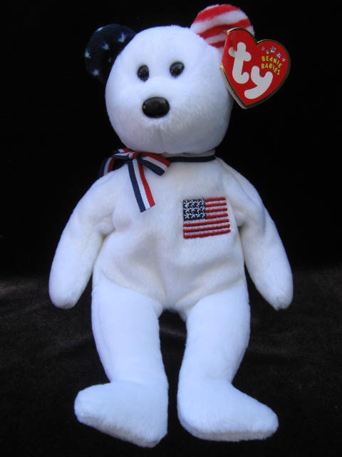 Ty White America Bear Patriotic Beanie Baby