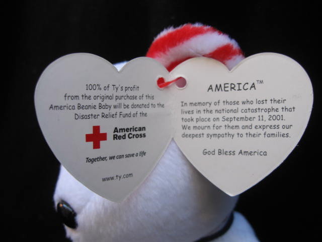 Ty White America Bear Patriotic Beanie Baby