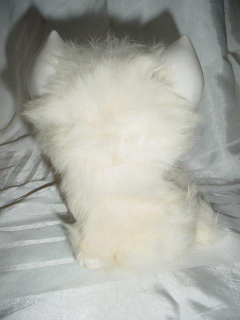 Porcelain Fur White Smiling Kitty Cat