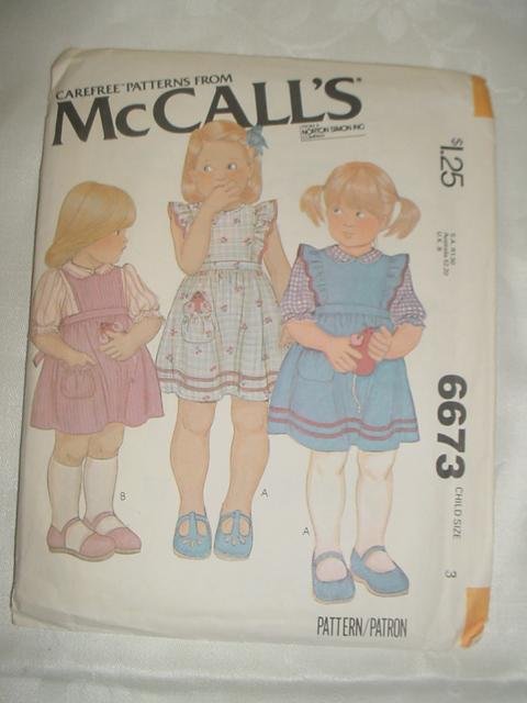 McCall's Child's / Girl's Jumper or Sundress Sewing Pattern, Size 3