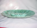 Large Blue Green Jardiniere Flower Frog Vase