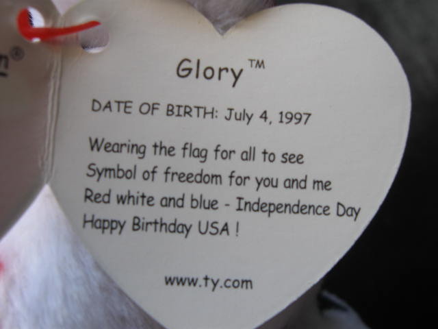 New! Ty Glory Retired Beanie Baby Patriotic Teddy Bear