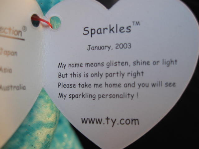 Ty Sparkles Beanie Of The Month Beanie Baby Teddy Bear
